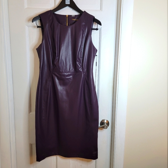 Calvin Klein | Dresses | Calvin Klein Purple Faux Leather Dress | Poshmark